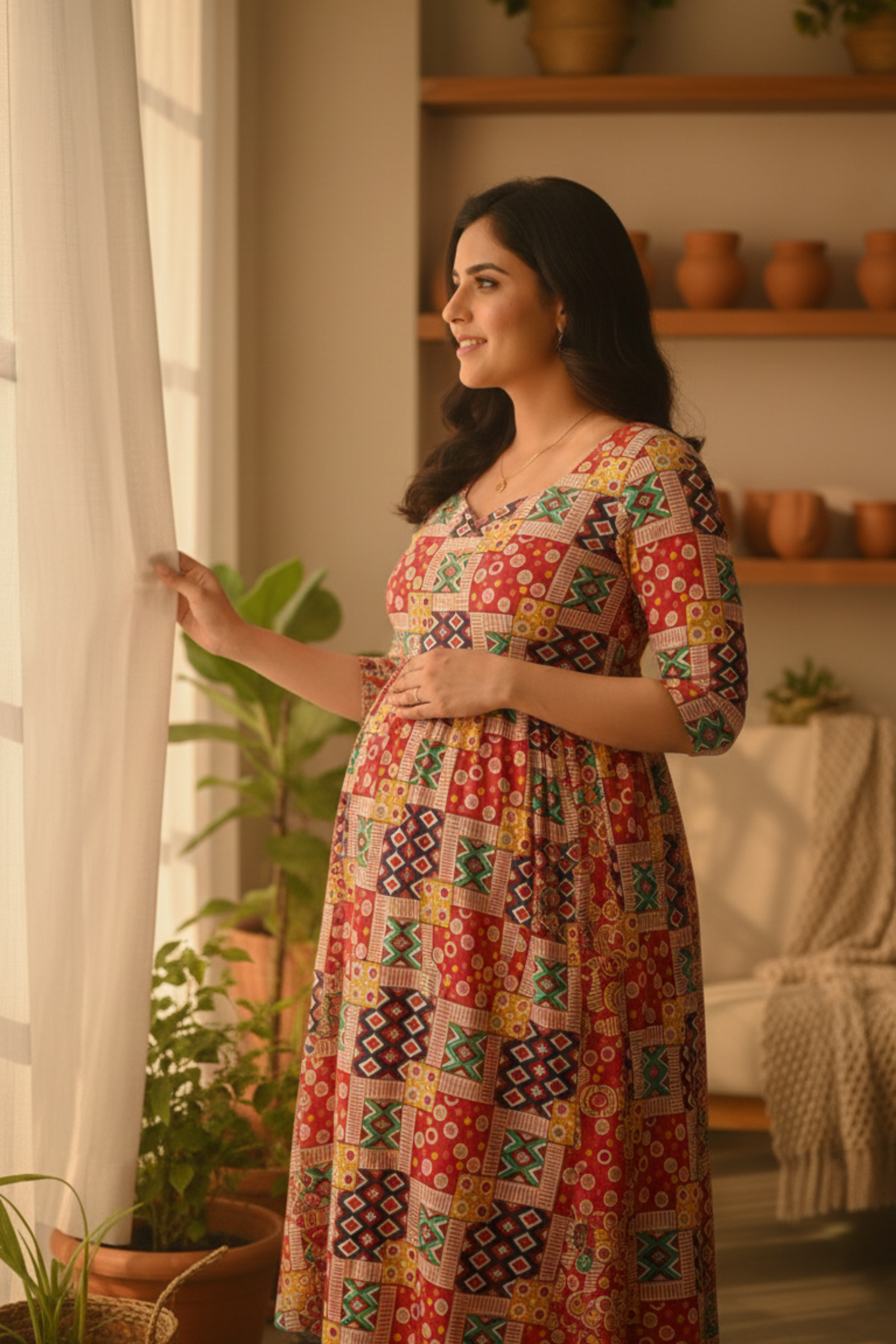 Multicolored Maternity Dress