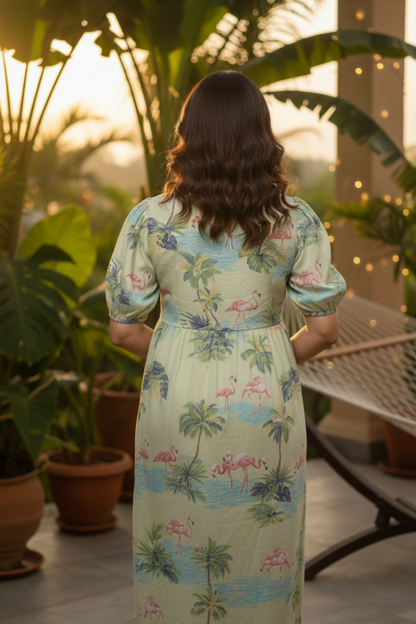 Flamingo Print Maternity Dress