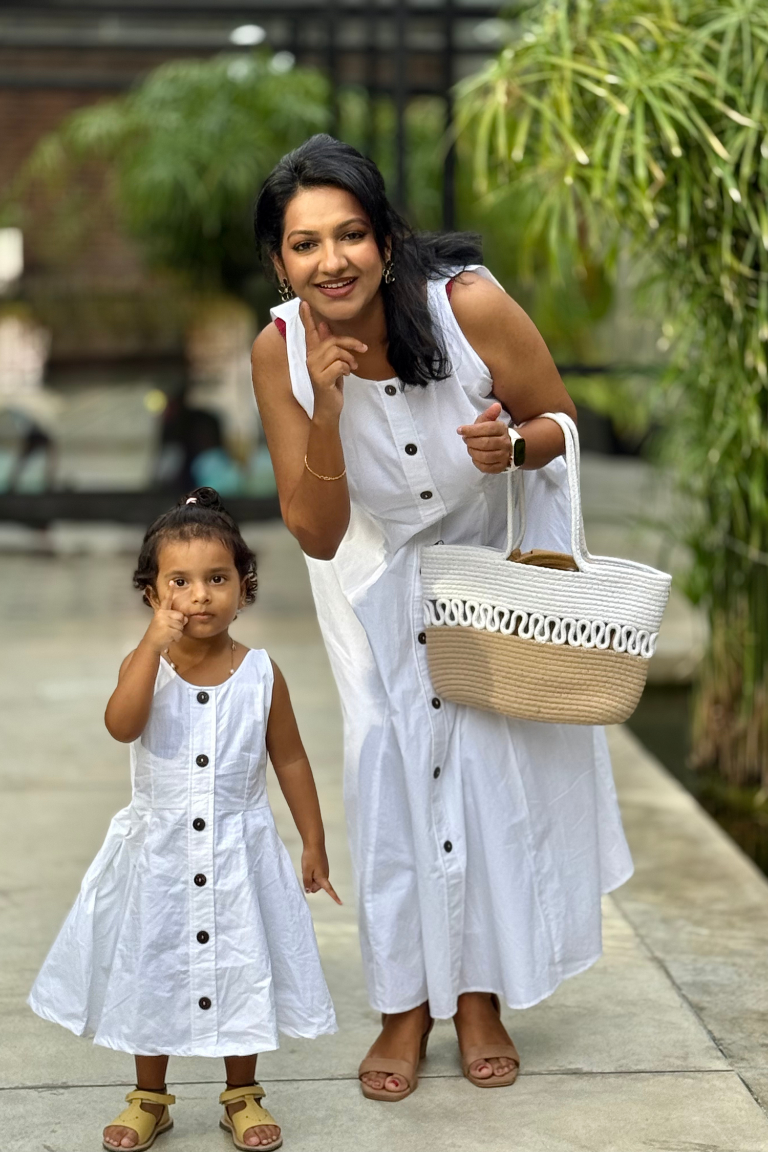 White Poplin Twinning Dress