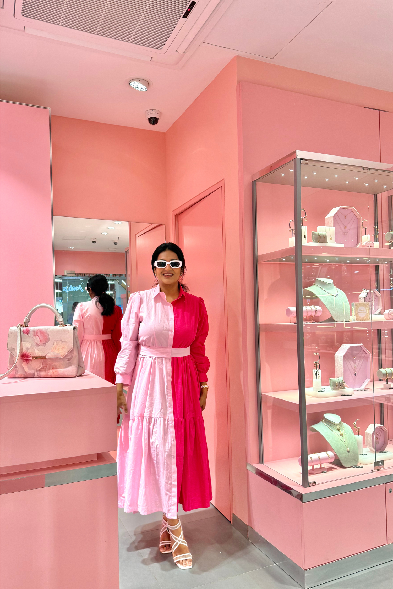 Baby Pink and Magenta Colorblock Dress