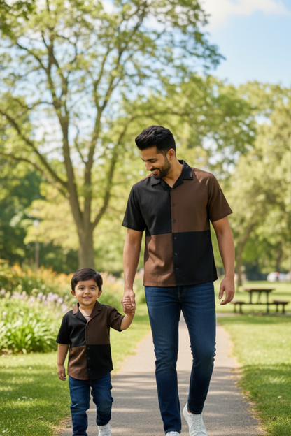 Black and Brown Checkerboard Father Son Twinning Set