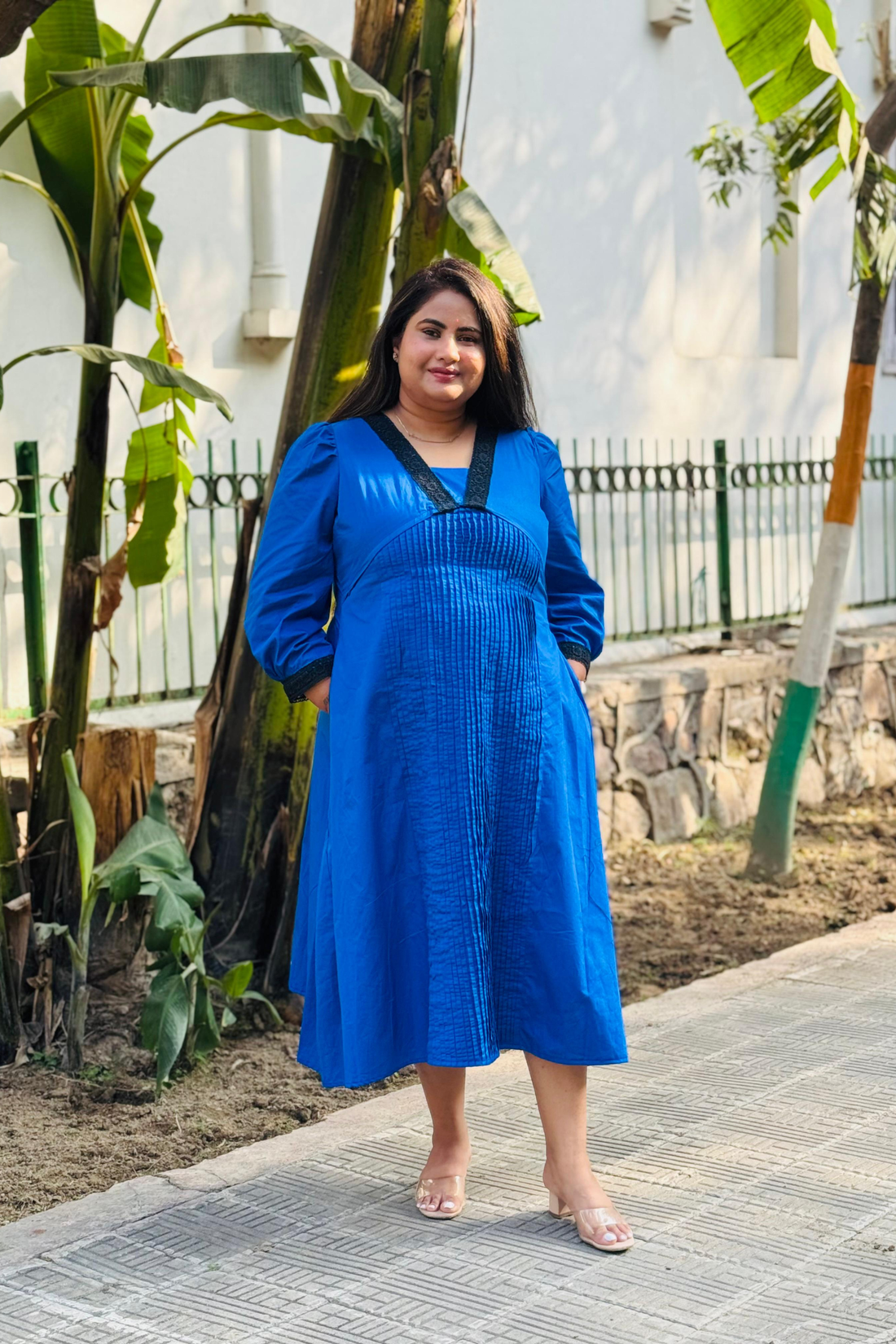 Blue Lacy Macy Maternity Dress