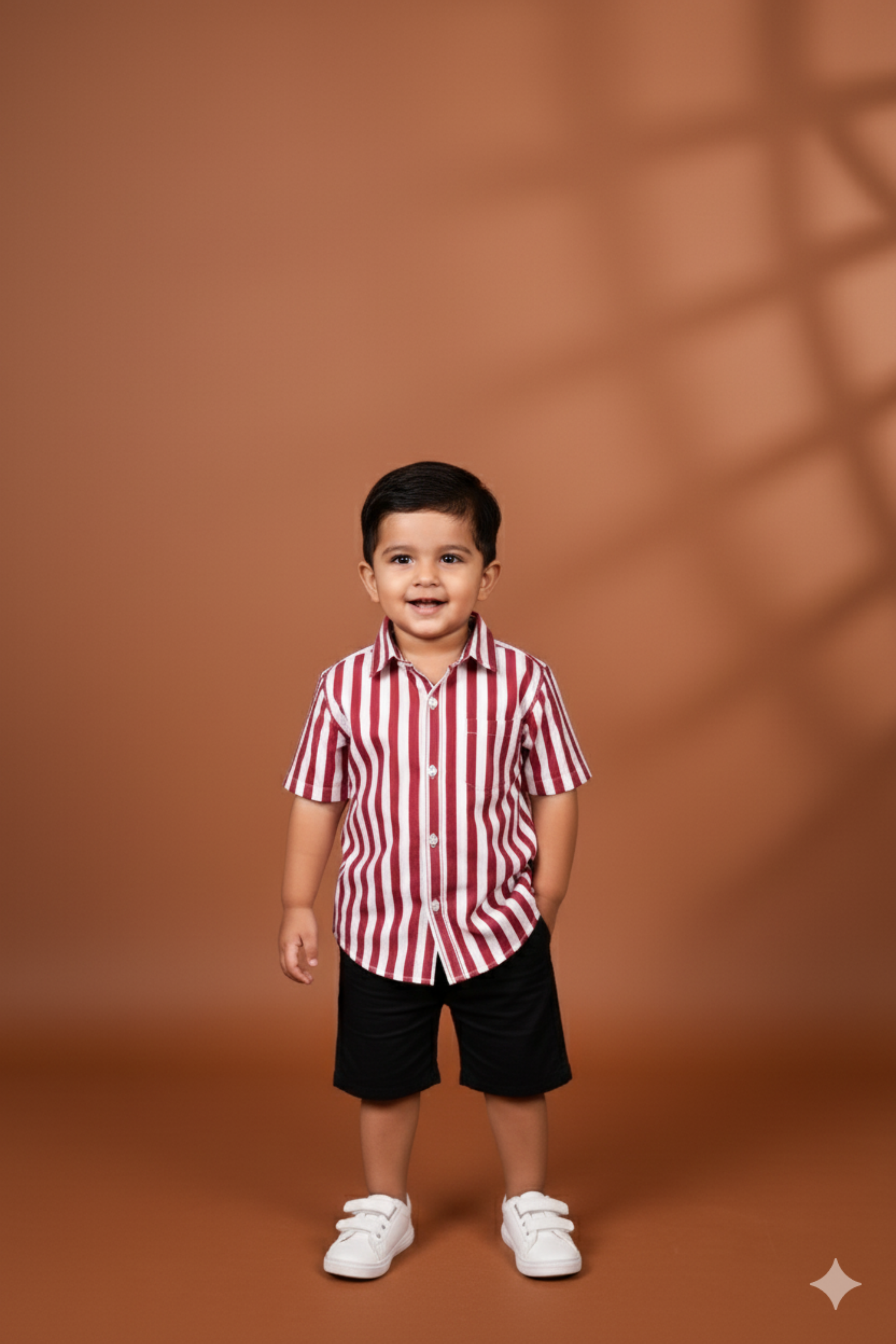 Red and White Stripes Father Son Twinning Set