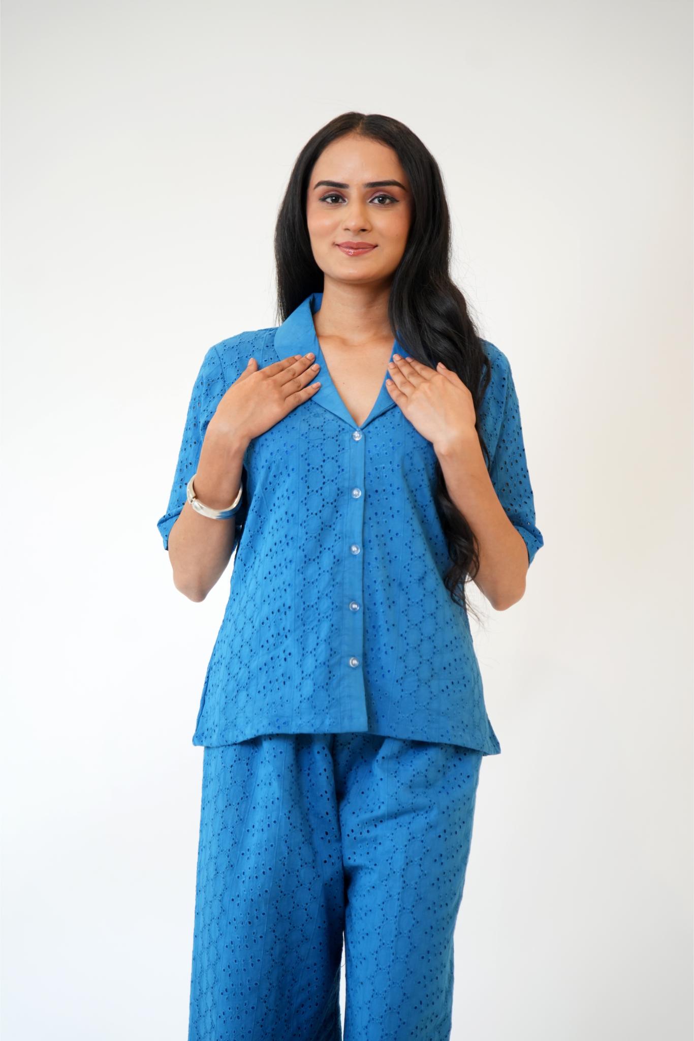 Blue Shiffli Co-ord Set