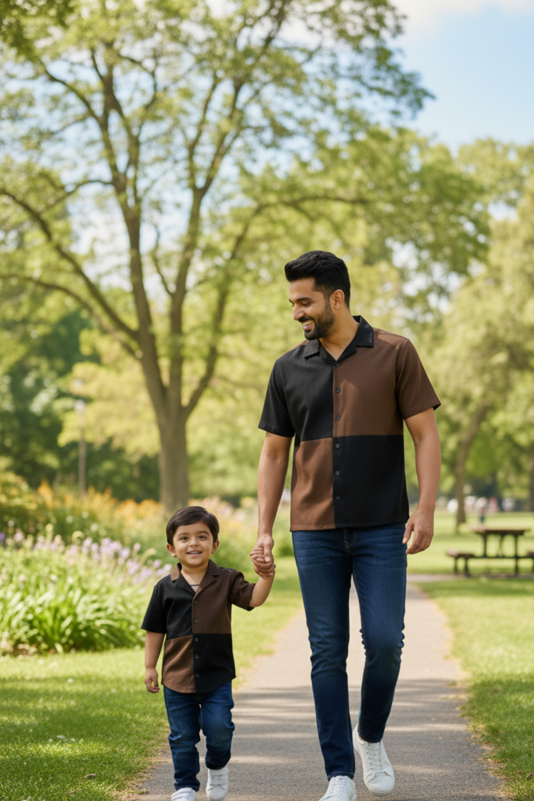 Black and Brown Checkerboard Father Son Twinning Set