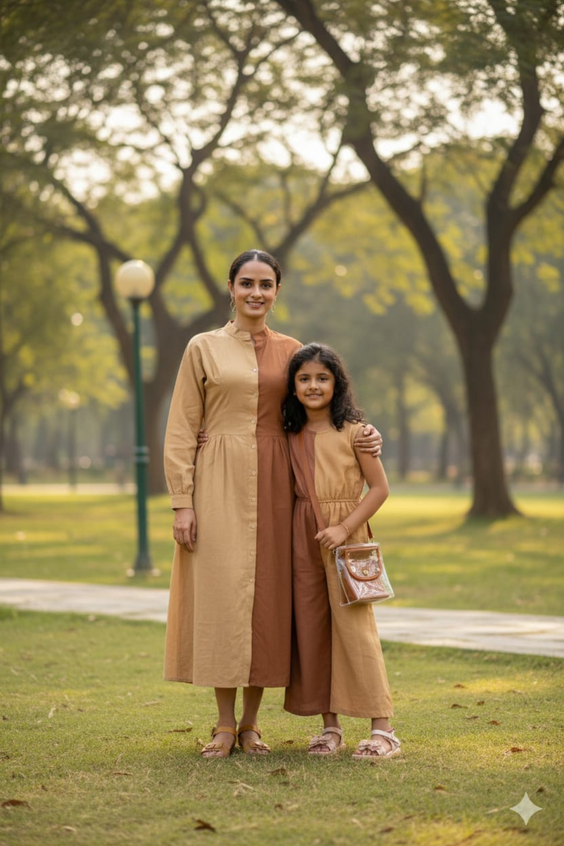 Coffee and Almond Colorblock Twinning Set