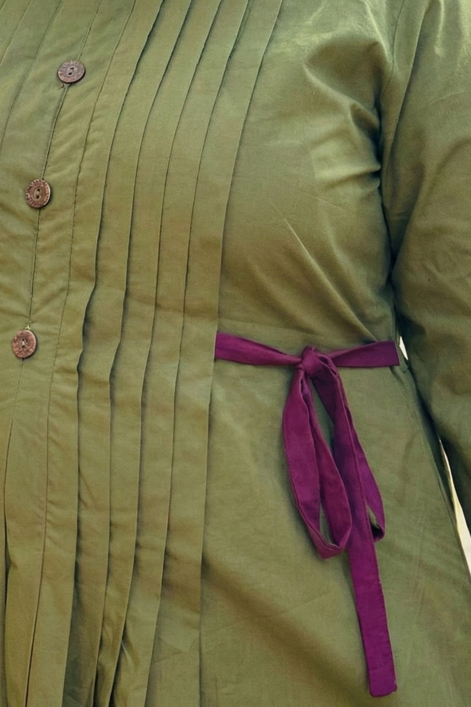 Olive Green Ribbon Maternity Dress